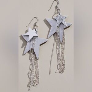 New! Nickel & Suede silver satin Zeppelin earrings
